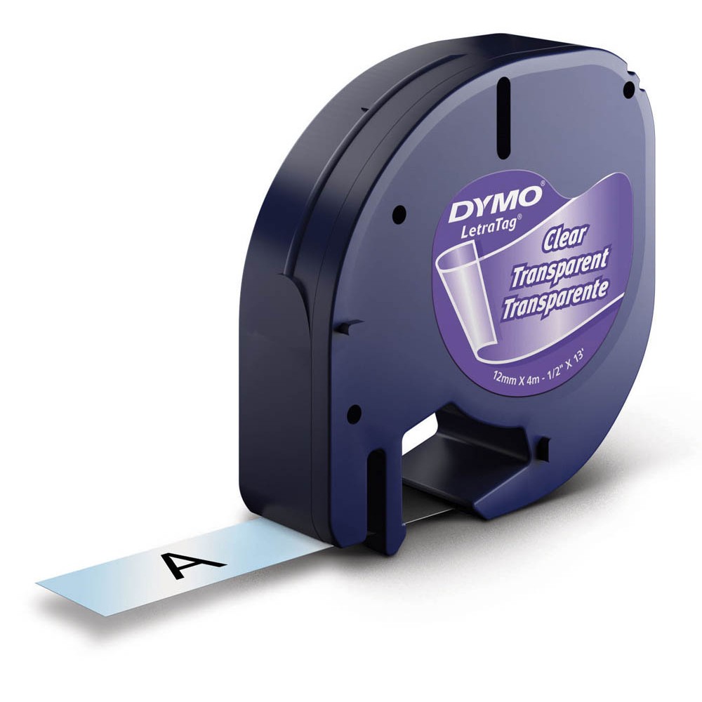 Dymo LetraTag Beschriftungsband 16951 geeignet für LT-100H / LT-100T (Schwarz auf Transparent)