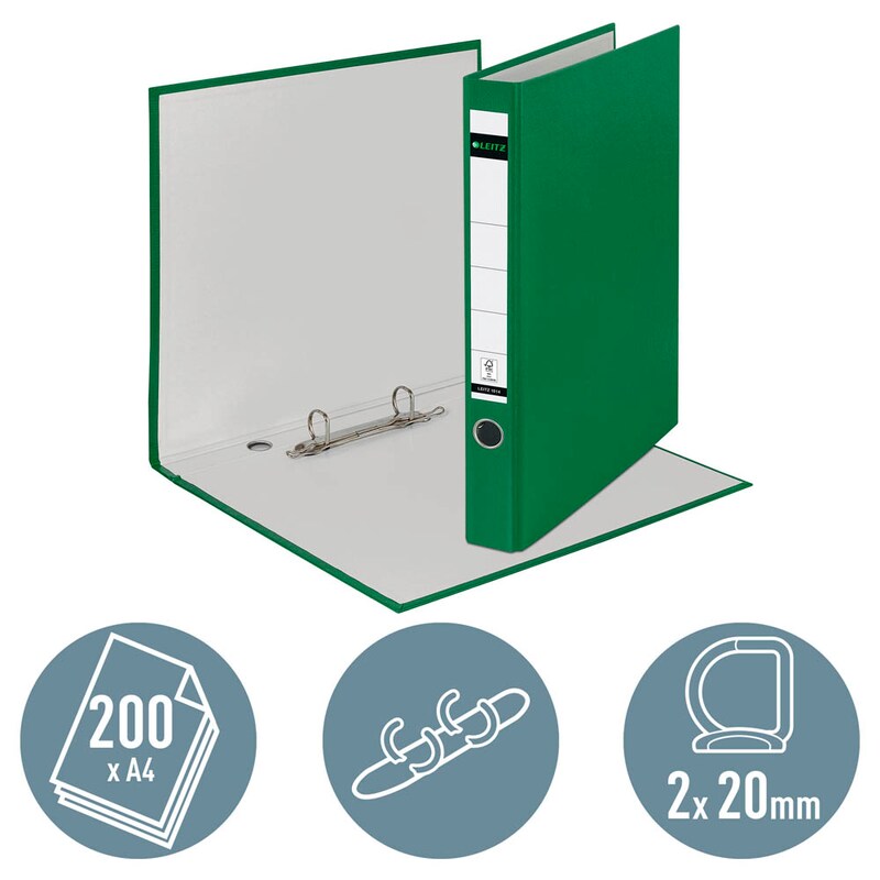LEITZ 1014 Ringbuch 2-Ringe grün 3,5 cm DIN A4, 1 St.