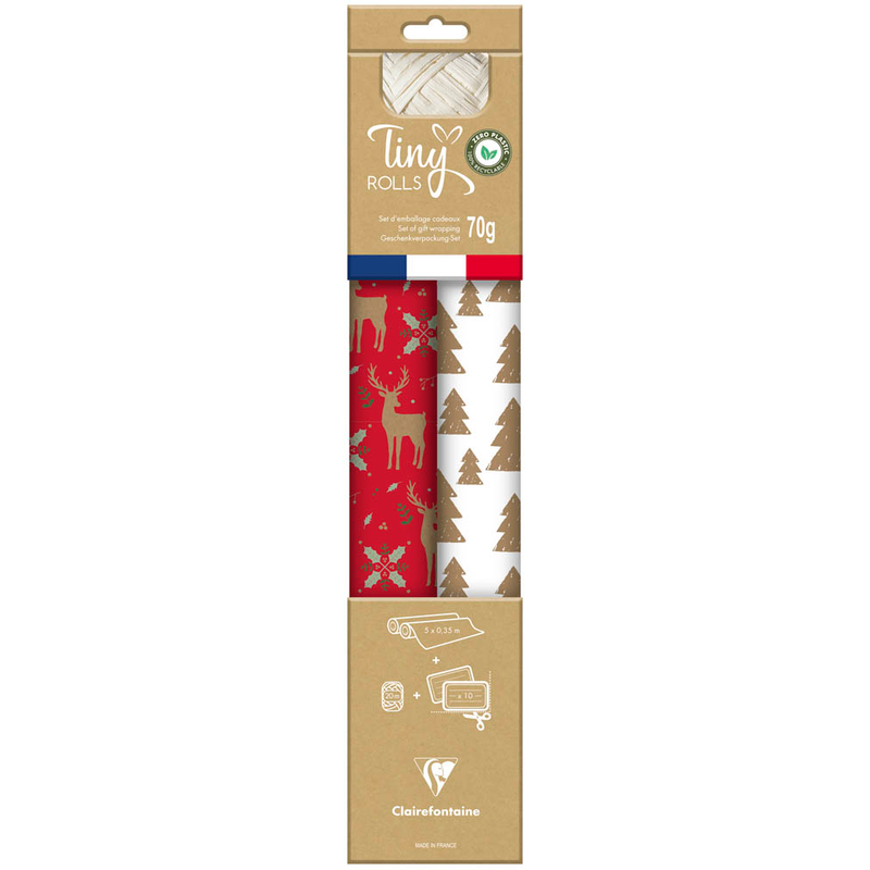 Clairefontaine Geschenkpapier Set Tiny Rolls mehrfarbig, 5,0 m