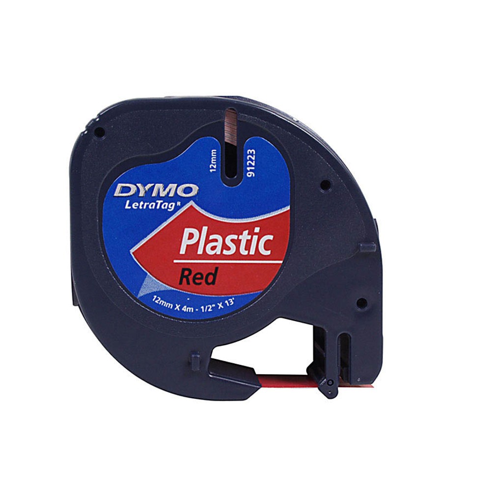 Dymo LetraTag Beschriftungsband 91223 geeignet für LT-100H / LT-100T (Schwarz auf Rot)