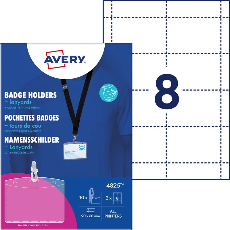 AVERY Zweckform Namensschilder mit Textilband 9,0 x 6,0 cm, 1 Set