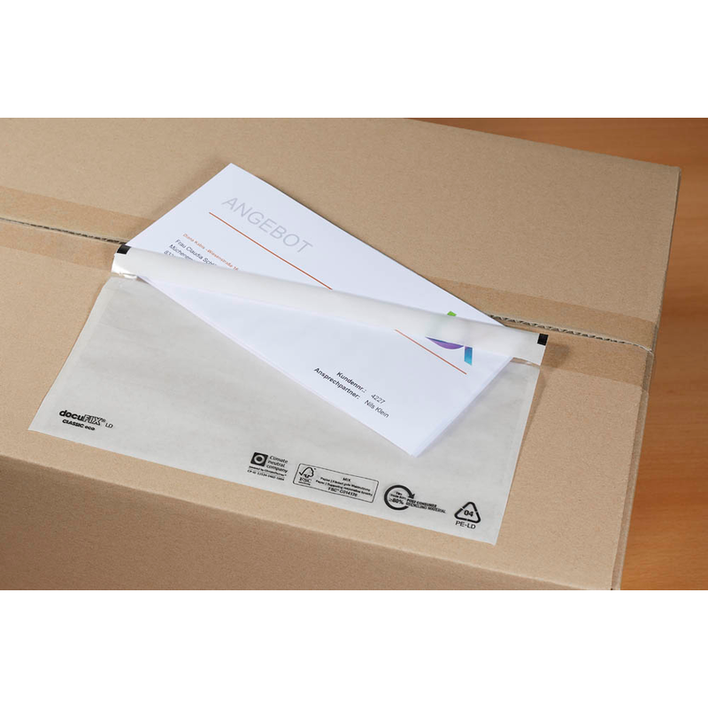 docuFIX® CLASSIC Lieferscheintaschen eco Kunststoff DIN lang 1.000 St.