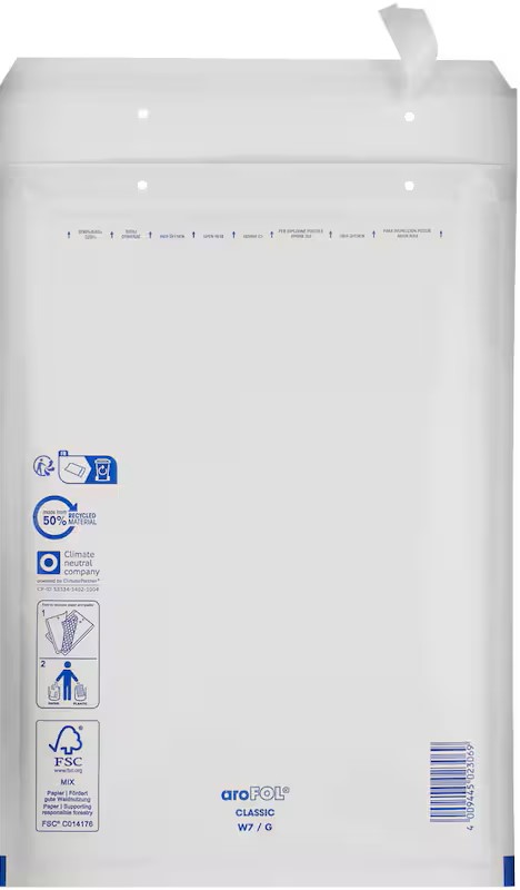 aroFOL® CLASSIC Luftpolstertaschen W7/G weiß für DIN A4, 100 St.