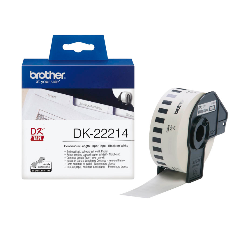 Brother Endlospapierrolle für Etikettendrucker DK22214 weiß, 12,0 mm, 1 x 1 Etiketten