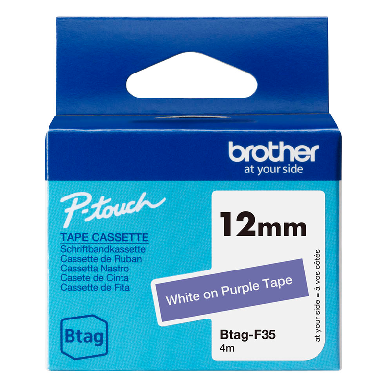 Brother Schriftband Btag BTAGF35, 12 mm, weiß auf lila, 1 St.
