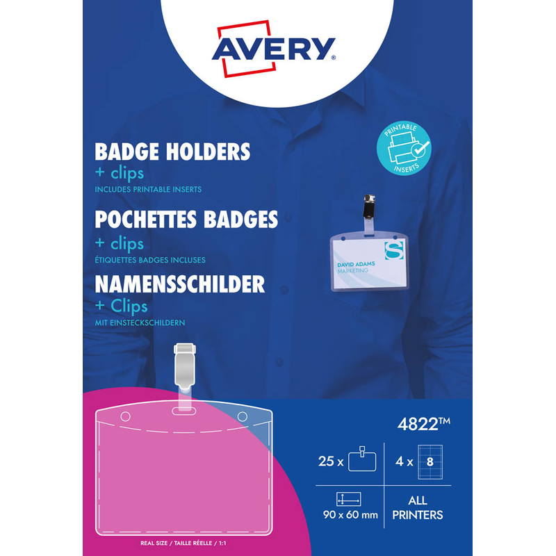 AVERY Zweckform Namensschilder mit Clip 9,0 x 6,0 cm, 1 Set