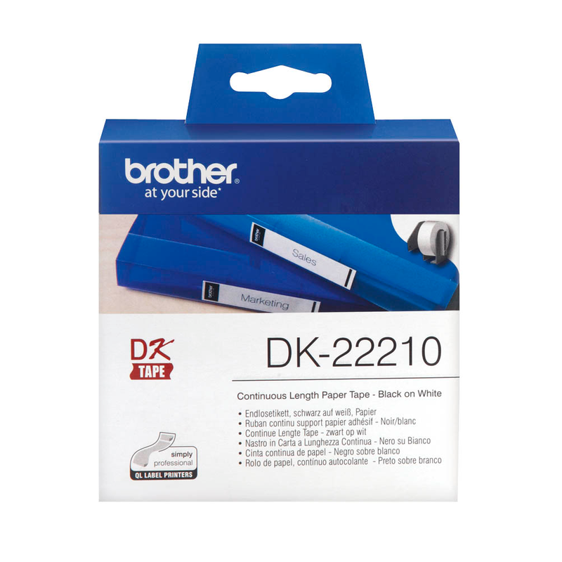 Brother Endlospapierrolle für Etikettendrucker DK22210 weiß, 29,0 mm, 1 x 1 Etiketten