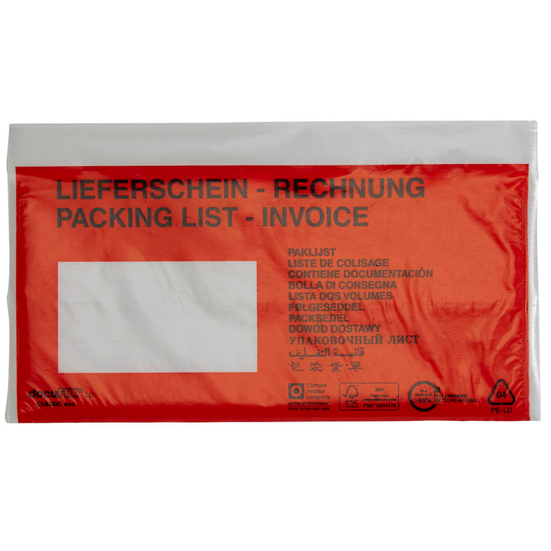 docuFIX® CLASSIC Lieferscheintaschen eco Kunststoff DIN lang 1.000 St.