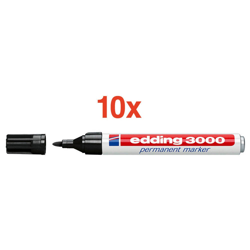 Edding 3000 Permanentmarker Schwarz  / Rundspitze 1,5 - 3,0 mm (10er Pack)