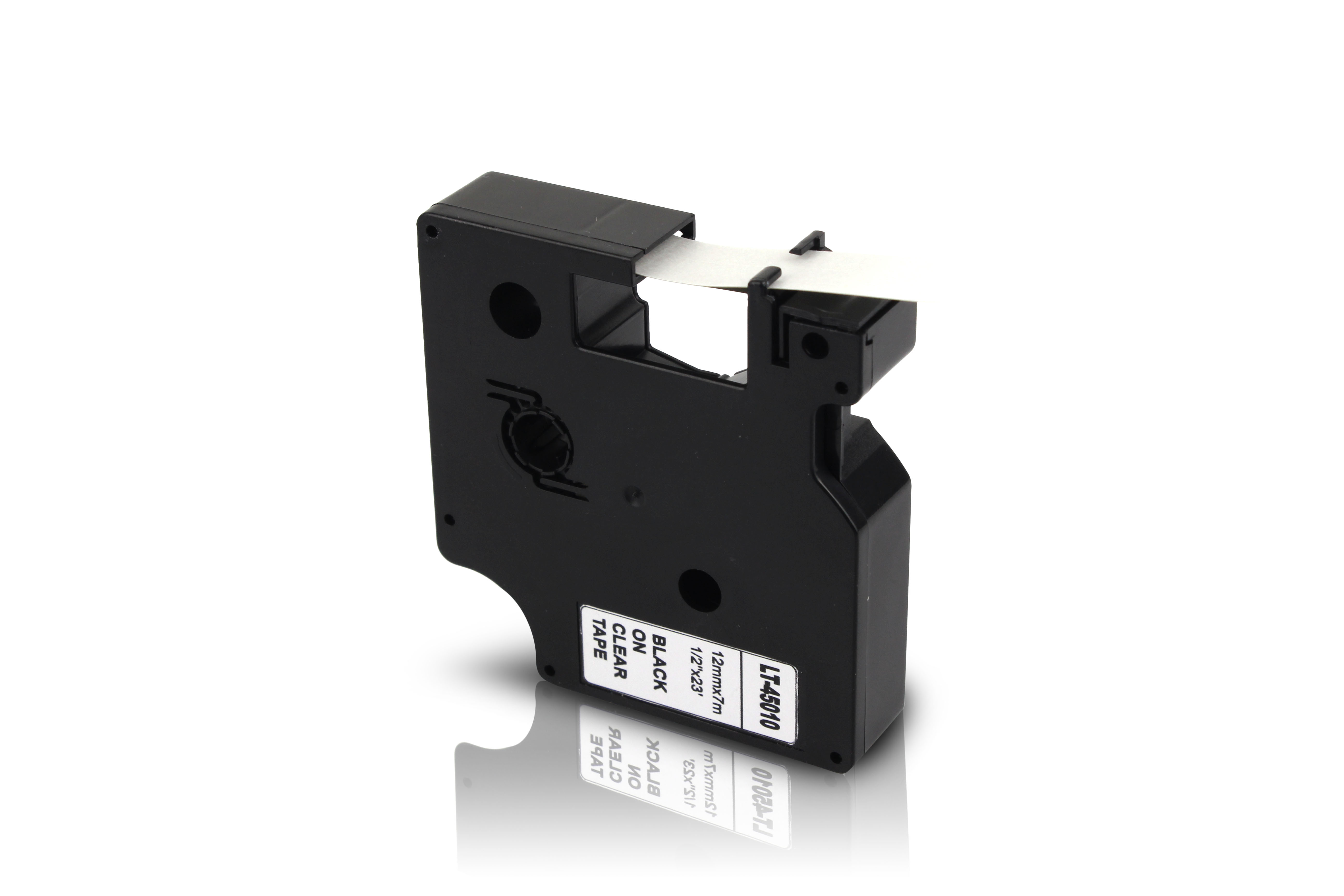 Alternativ zu Dymo D1 45010 / S0720500 Schriftband 12mm Schwarz auf Transparent