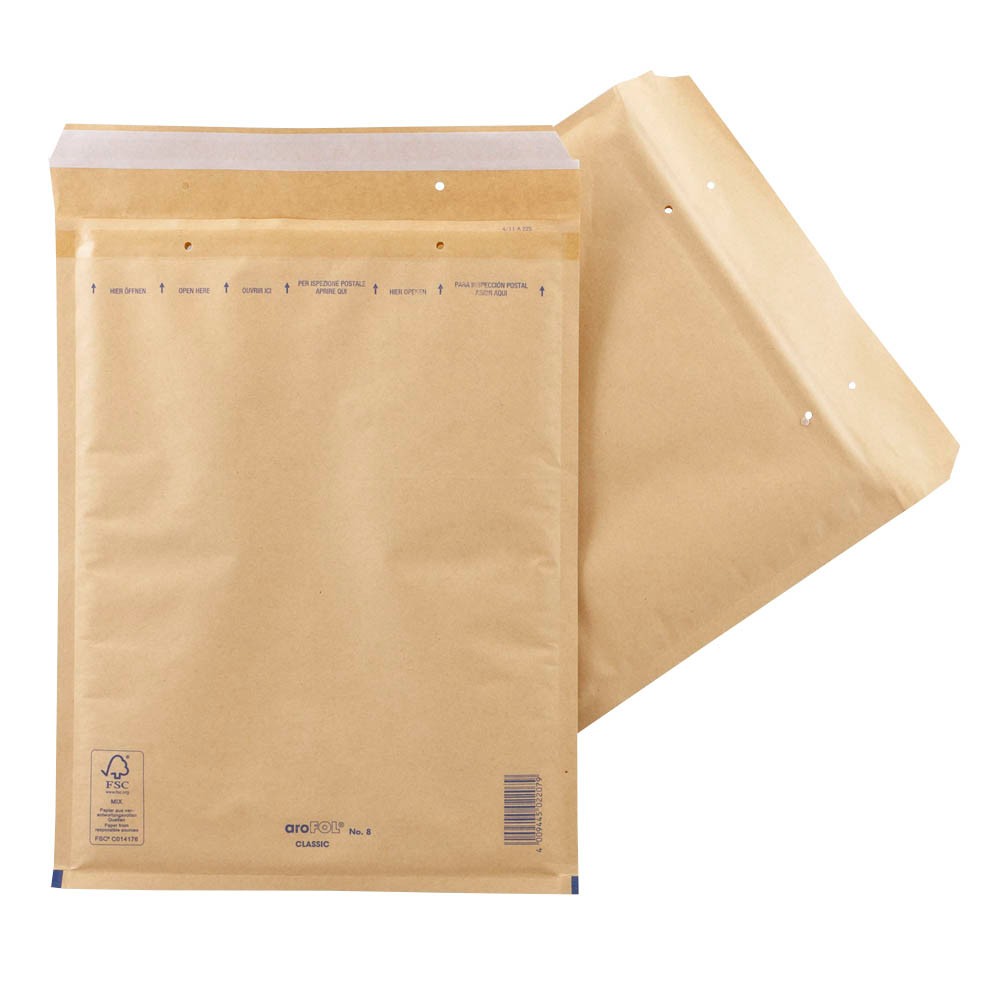 aroFol Classic Luftpolsterversandtasche blickdicht, Kraftpapier DIN-C4 braun (100er Pack)