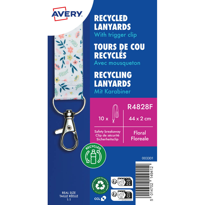 AVERY Zweckform Lanyards Floral R4828F, Textilband, weiß, 10 St.