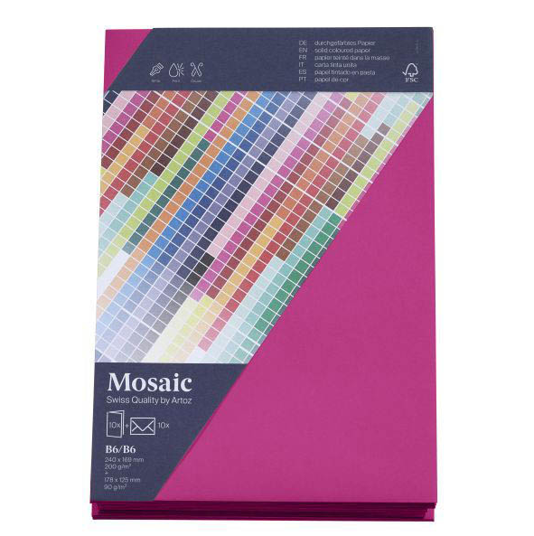 artoz Faltkarten mit Briefumschlägen Mosaic 943601-486 fuchsia DIN B6, 10 St.