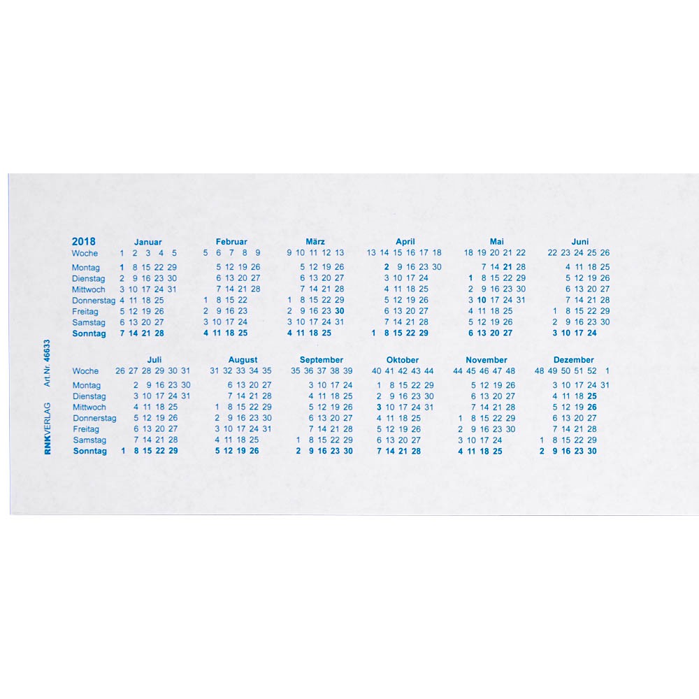 RNK-Verlag Schreibtischunterlage mit Kalendarium Blau / Weiss 30 Blatt (48x33cm)