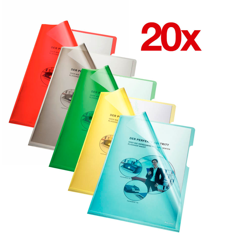 bene Sichthüllen DIN A4 farbsortiert glatt 0,15 mm, 100 St.