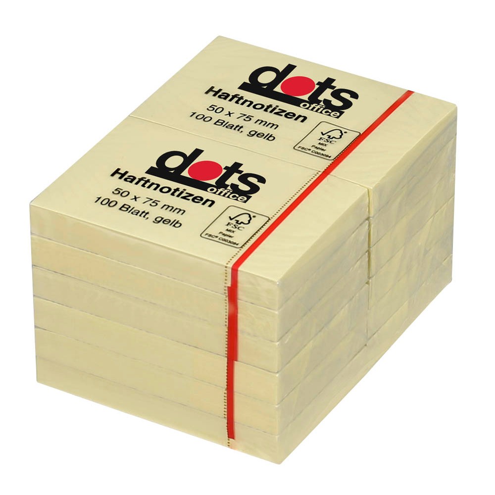 dots Haftnotiz 50x75mm gelb (12er Pack)