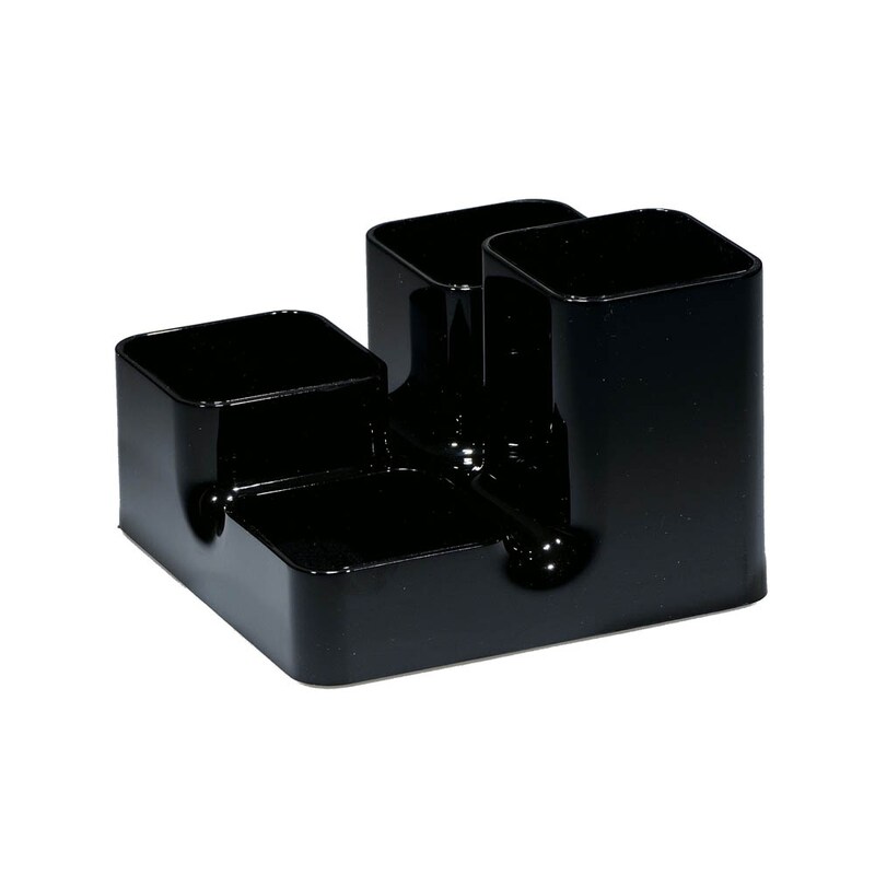 arlac® Stiftehalter schwarz Polystyrol 4 Fächer 13,0 x 13,0 x 9,0 cm