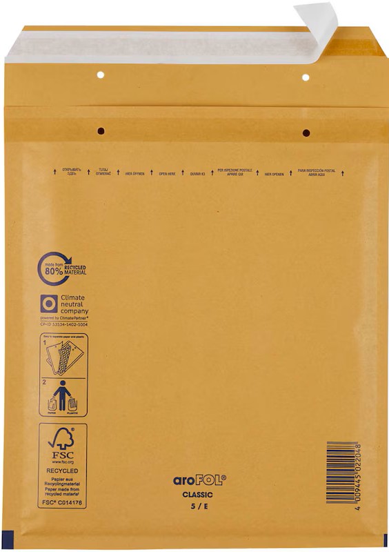 aroFOL® CLASSIC Luftpolstertaschen 5/E braun für DIN C5, 100 St.