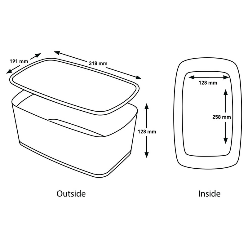 LEITZ MyBox Aufbewahrungsbox 5,0 l perlweiß/grau 31,8 x 19,1 x 12,8 cm, 1 St.
