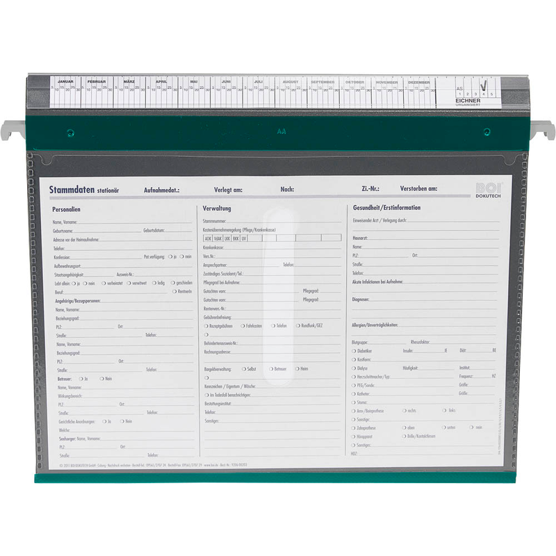 BOI Patienten-Dokumentations-Hängemappe 2-Ringe PMH2R grün Boden: 2,5 cm, 1 St.