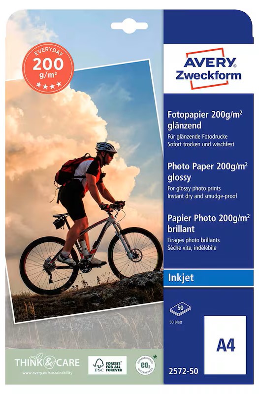 AVERY Zweckform Fotopapier 2572-50 DIN A4 hochglänzend 200 g/qm 50 Blatt