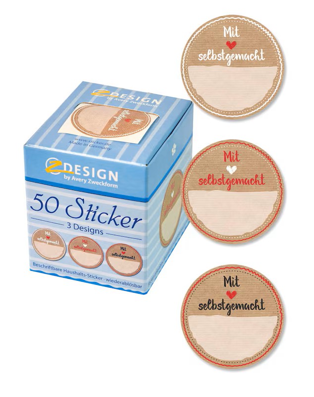 AVERY Zweckform Aufkleber 56818 Mit Liebe gemacht, 50 Etiketten
