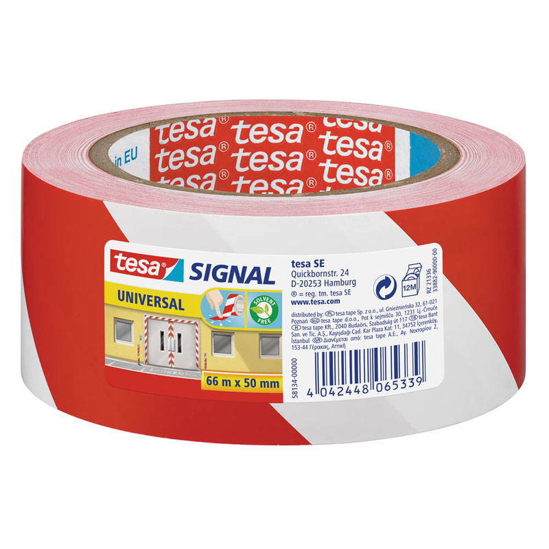 tesa Warnklebeband Signal UNIVERSAL rot/weiß 50,0 mm x 66,0 m 1 Rolle