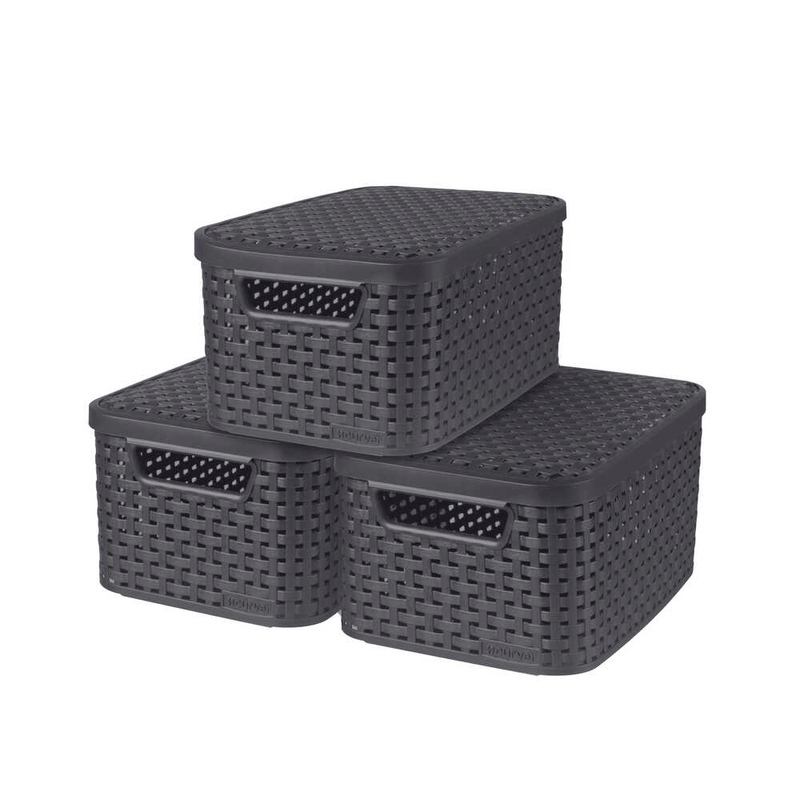 curver STYLE S Aufbewahrungsboxen anthrazit 29,1 x 19,8 x 14,2 cm, 3 St.