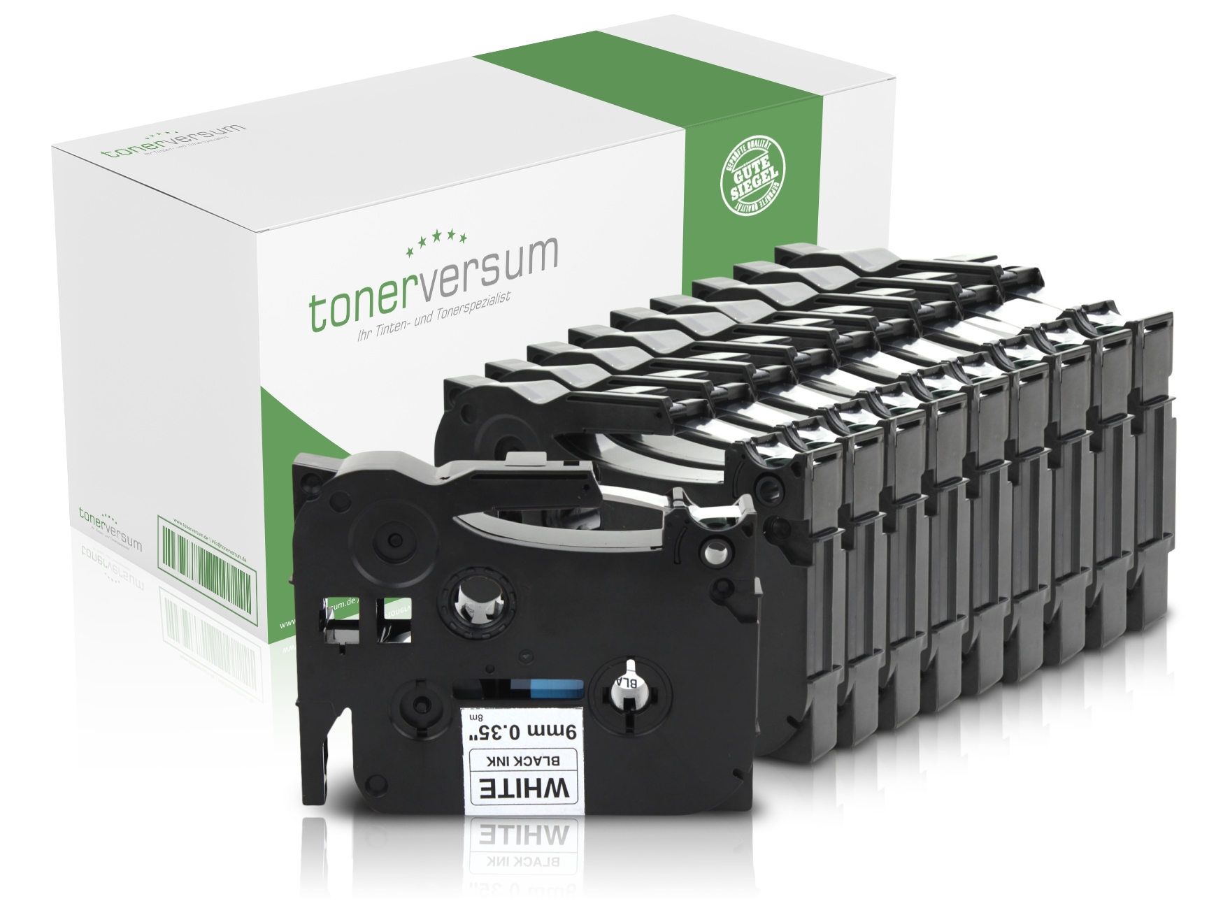 Alternativ zu Brother TZe-221 P-Touch Schriftband 9mm schwarz/weiss (10er Pack)