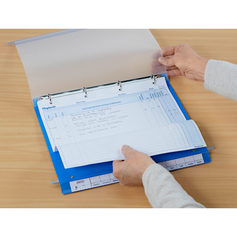 BOI Patienten-Dokumentations-Hängemappe 2-Ringe Click 2 Stationär blau Boden: 2,5 cm, 1 St.