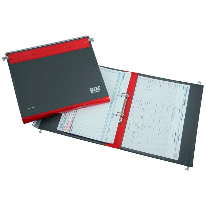 BOI Patienten-Dokumentations-Hängemappe Kunststoff rot DIN A4 1x 2 Ringmechanik, 10 St.