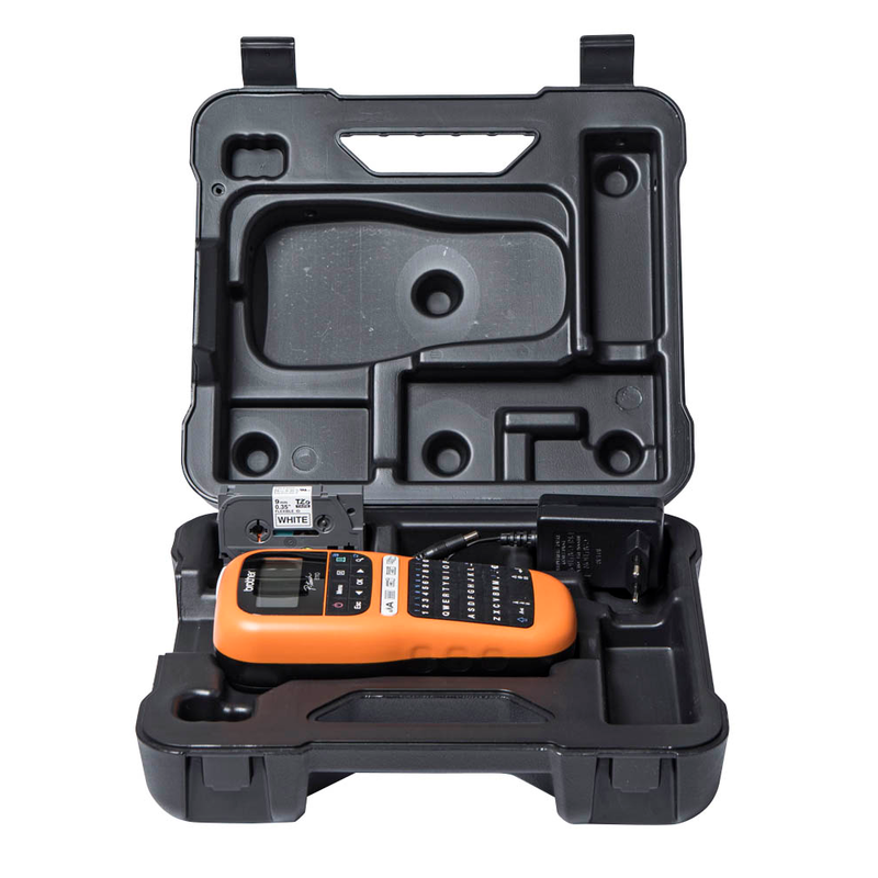 Brother P-touch E110VP Beschriftungsgerät schwarz, orange