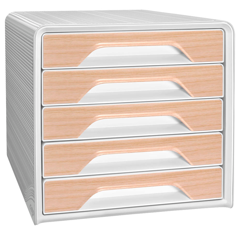 cep Schubladenbox Smoove  weiß/Buche 1071111021, DIN A4 mit 5 Schubladen, 1 St.