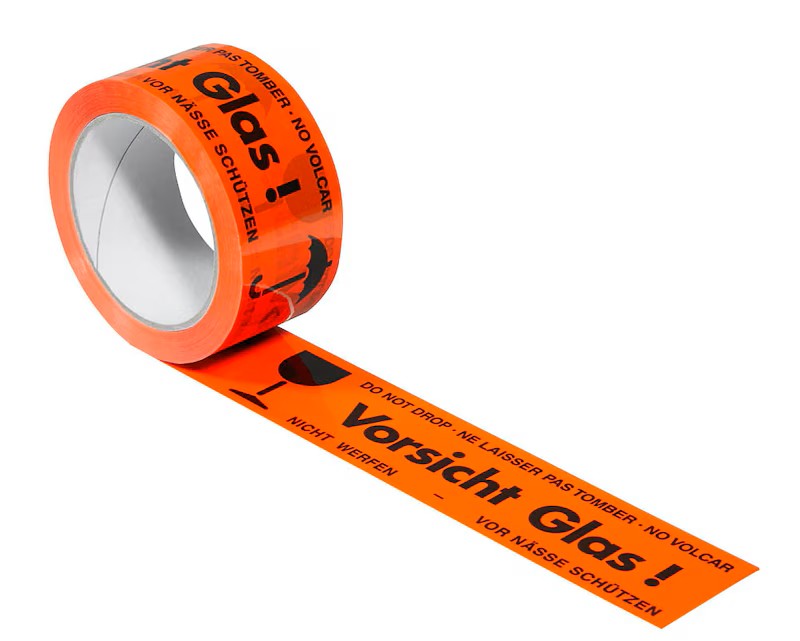 SUPRA Warnklebeband Vorsicht Glas! leuchtorange 50,0 mm x 66,0 m 1 Rolle