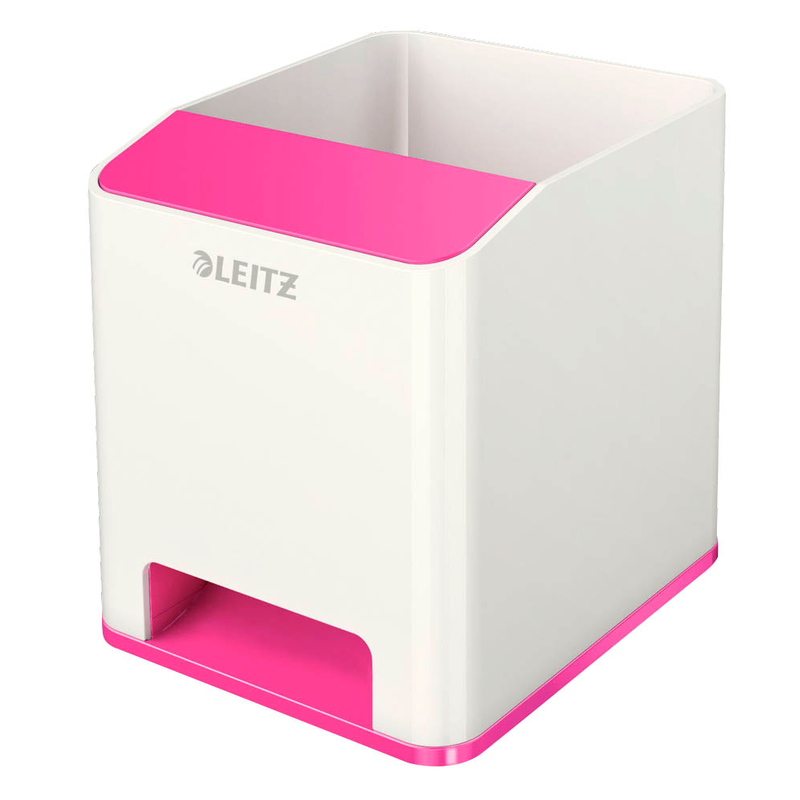 LEITZ Stiftehalter WOW Duo Colour perlweiß/pink Polystyrol 2 Fächer 9,0 x 10,1 x 10,0 cm