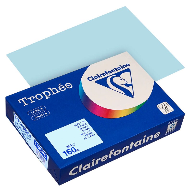 Clairefontaine Kopierpapier Trophée eisblau DIN A4 160 g/qm 250 Blatt