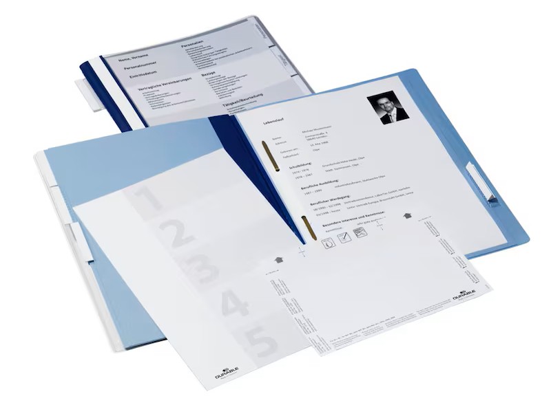 DURABLE Personalhefter Kunststoff blau DIN A4 5x kaufmännische Heftung, 5 St.