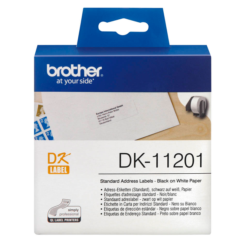Brother Etikettenrolle für Etikettendrucker DK11201 weiß, 29,0 x 90,0 mm, 1 x 400 Etiketten