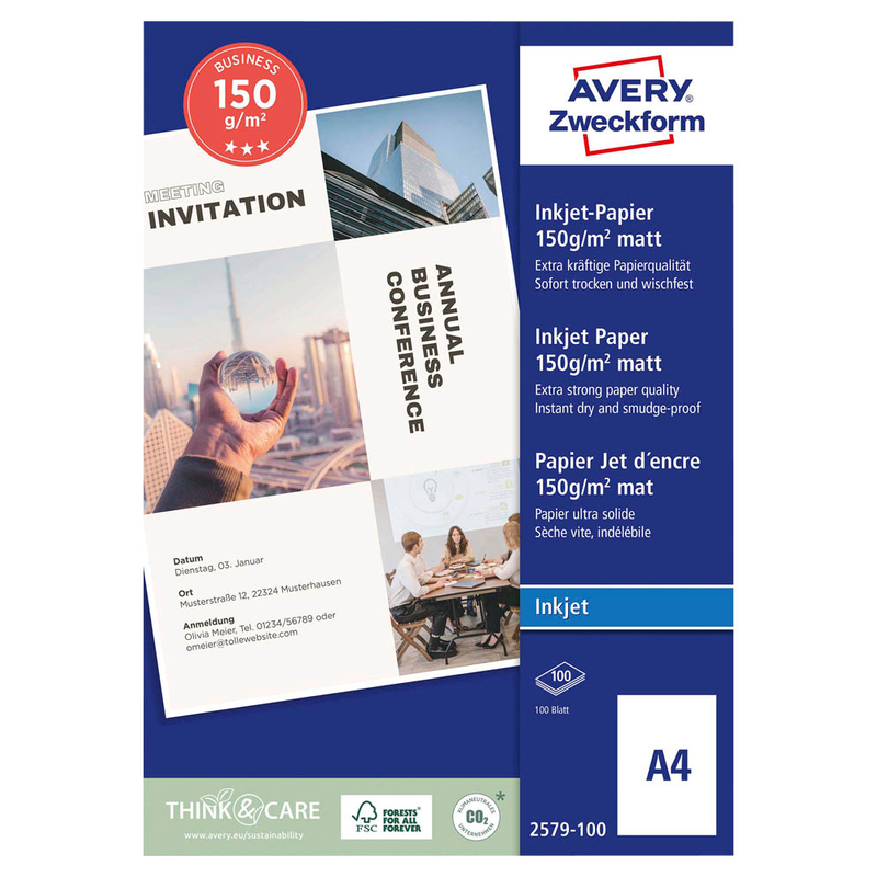 AVERY Zweckform Fotopapier 2579-100 DIN A4 matt 150 g/qm 100 Blatt