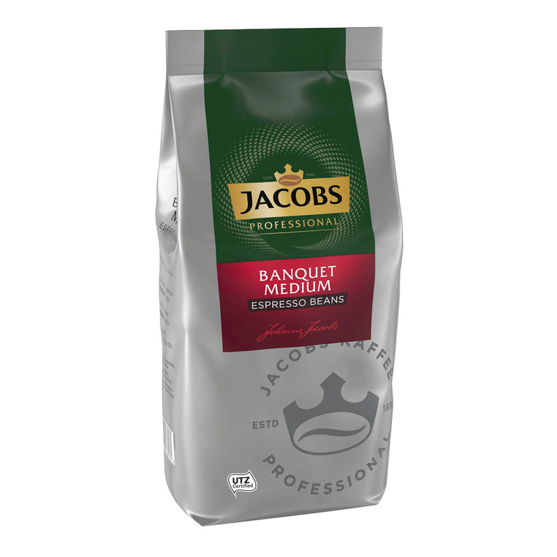 JACOBS BANQUET MEDIUM Espresso Kaffeebohnen, Arabica- und Robustabohnen kräftig, 1,0 kg