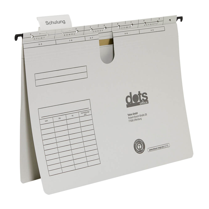 dots Hängehefter Karton lichtgrau DIN A4 1x kaufmännische Heftung, 50 St.