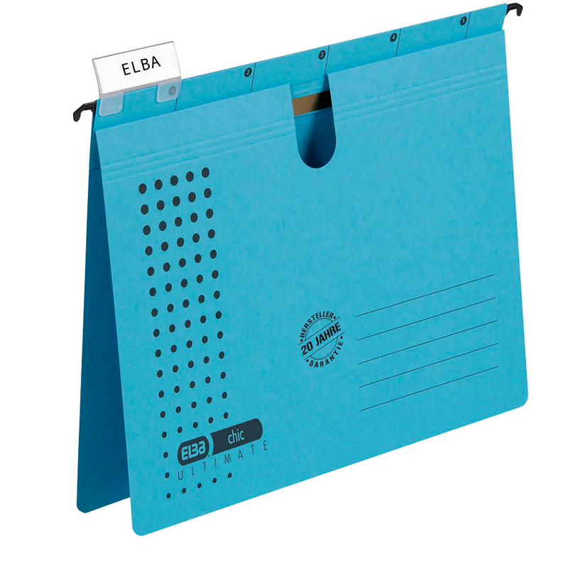 ELBA Hängehefter chic ULTIMATE Karton blau DIN A4 1x kaufmännische Heftung, 5 St.