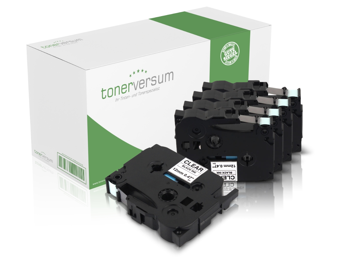 Alternativ zu Brother TZe-131 P-Touch Schriftband 12mm schwarz/transparent (5er Pack)