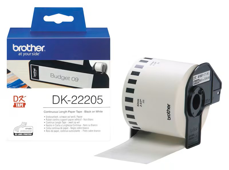 Brother Endlospapierrolle für Etikettendrucker DK22205 weiß, 62,0 mm, 1 x 1 Etiketten