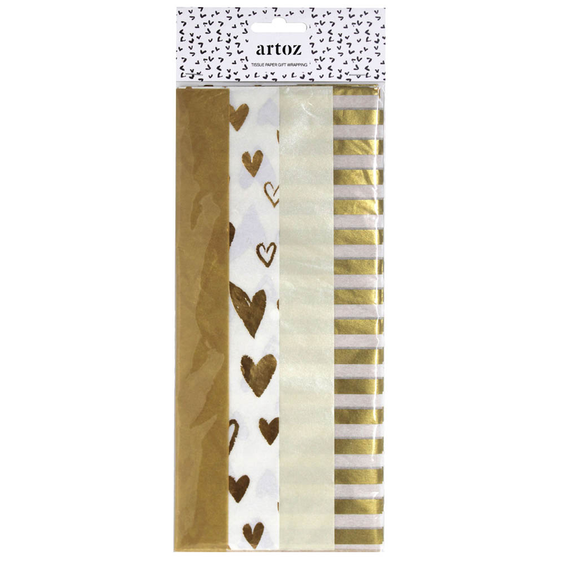 artoz Seidenpapier sortiert gold/weiß, 50,0 x 70,0 cm