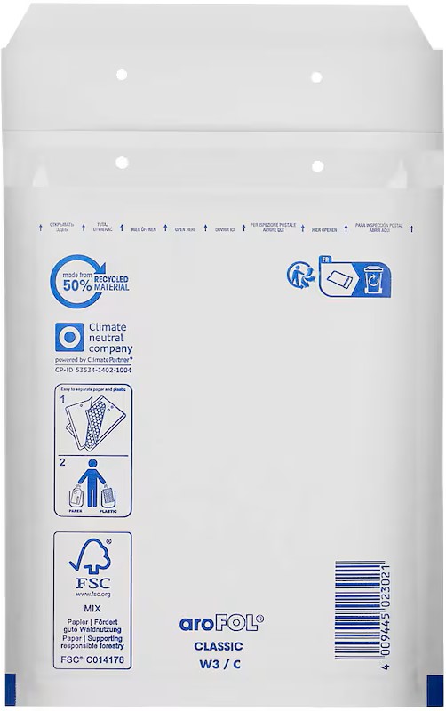 aroFOL® CLASSIC Luftpolstertaschen W3/C weiß für DIN A5, 100 St.