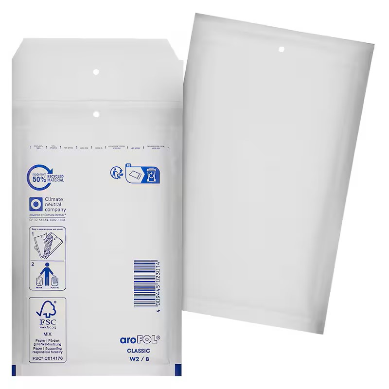 aroFOL® CLASSIC Luftpolstertaschen W2/B weiß für DIN A6, 200 St.