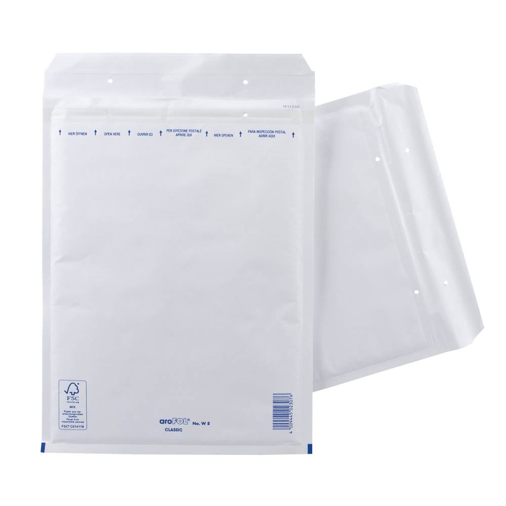 aroFol Classic Luftpolsterversandtasche blickdicht, Kraftpapier DIN-C4 weiss (100er Pack)