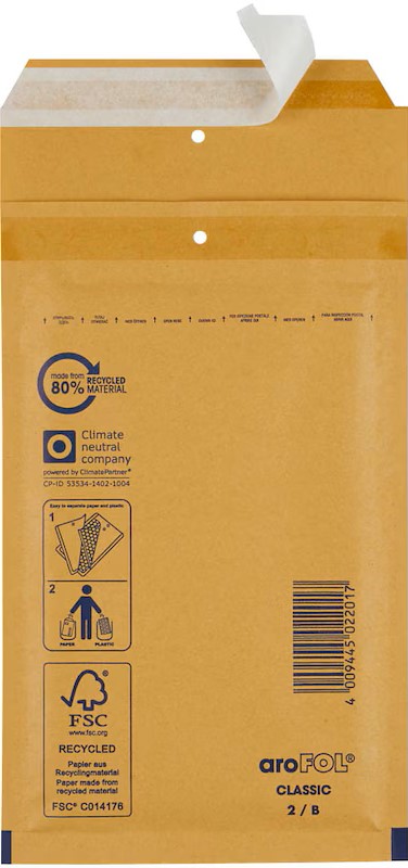 aroFOL® CLASSIC Luftpolstertaschen 2/B braun für DIN A6, 200 St.