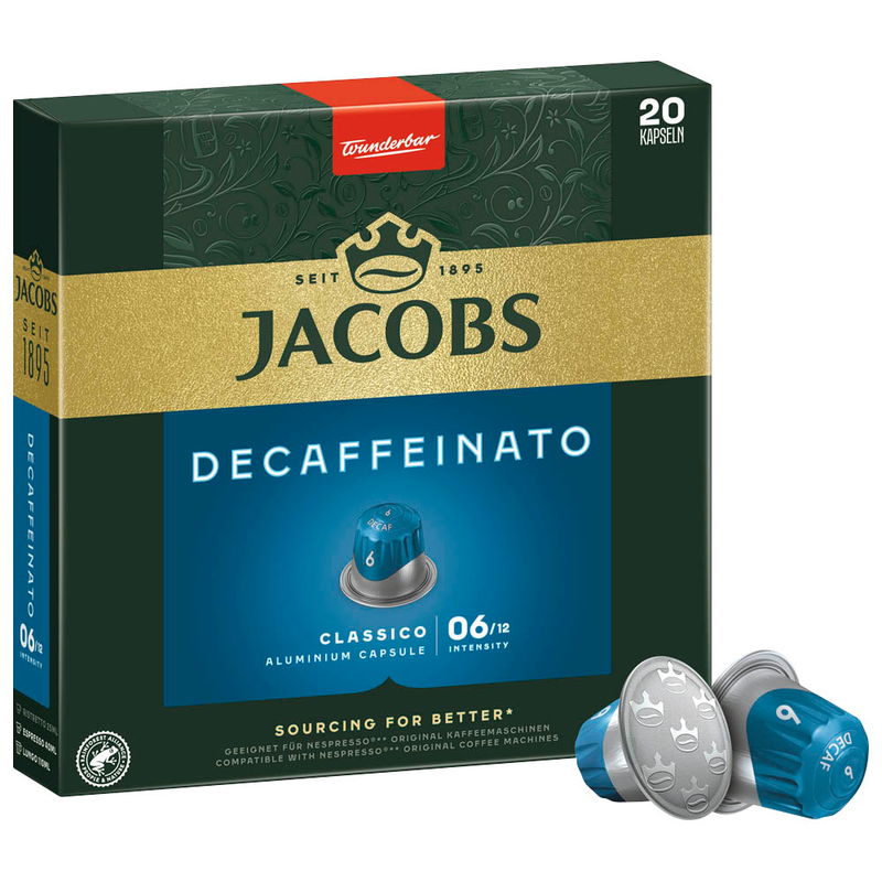JACOBS DECAFFEINATO Kaffeekapseln, Arabica- und Robustabohnen klassisch, 20 Portionen
